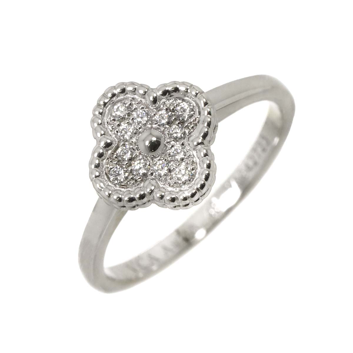 Sweet Alhambra Diamond Ring 18K WG 750 size48 4.5(US)