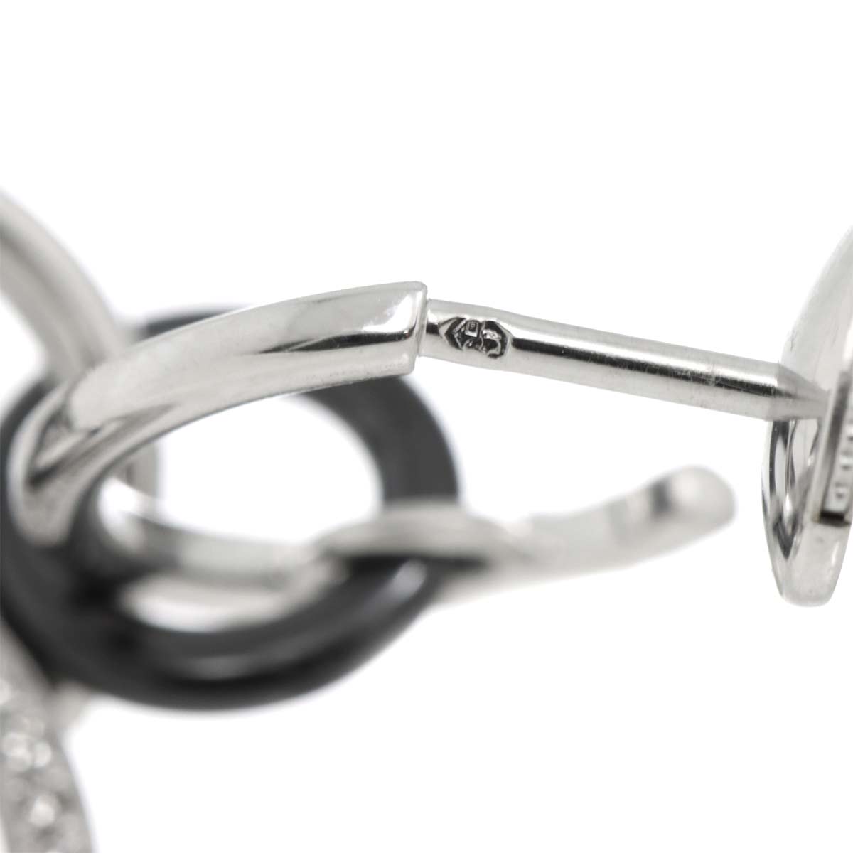 Trinity Diamond Ceramic Earrings Pierced 18K White Gold 750