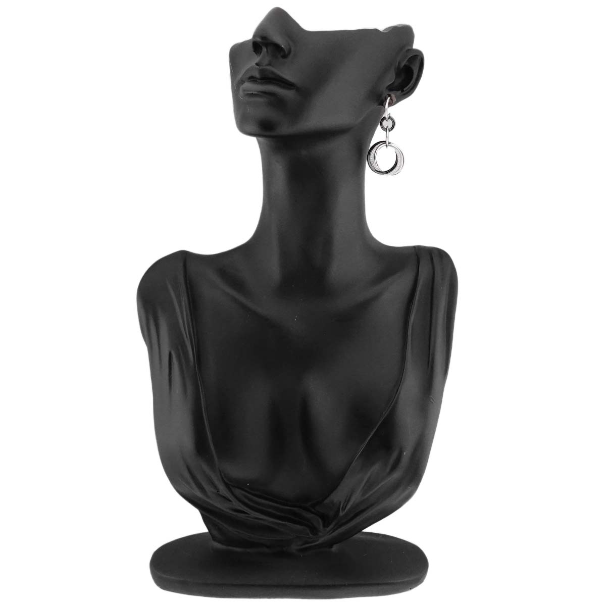 Trinity Diamond Ceramic Earrings Pierced 18K White Gold 750