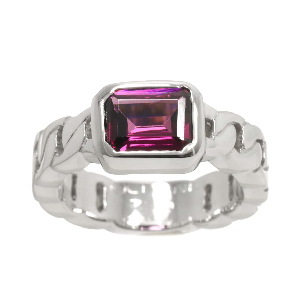 Garnet Ring 18K WG 750 Size 4-4.5(US)
