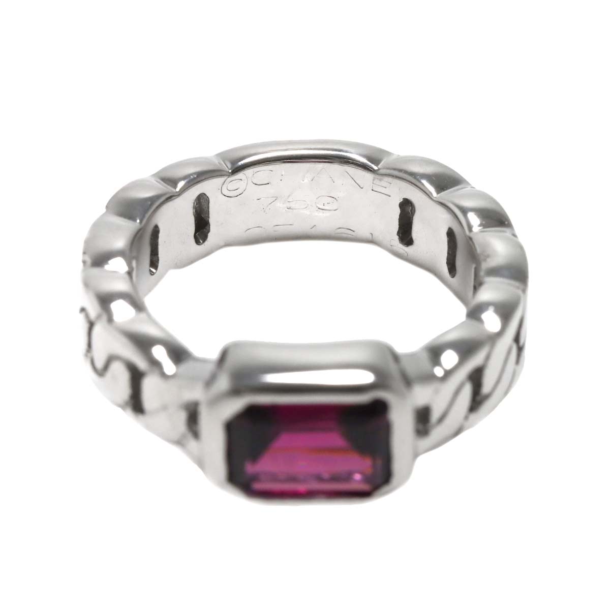 Garnet Ring 18K WG 750 Size 4-4.5(US)