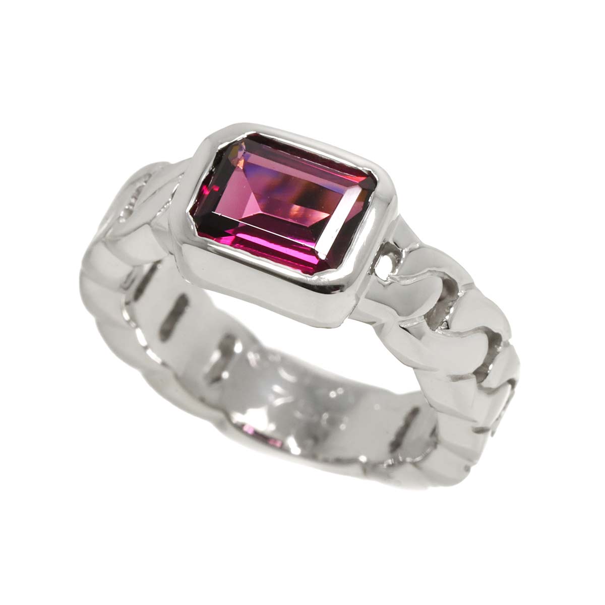 Garnet Ring 18K WG 750 Size 4-4.5(US)