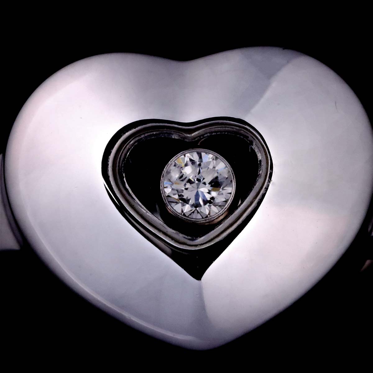 Happy Diamond Heart Ring 18K White Gold 750 Size5.25(US)
