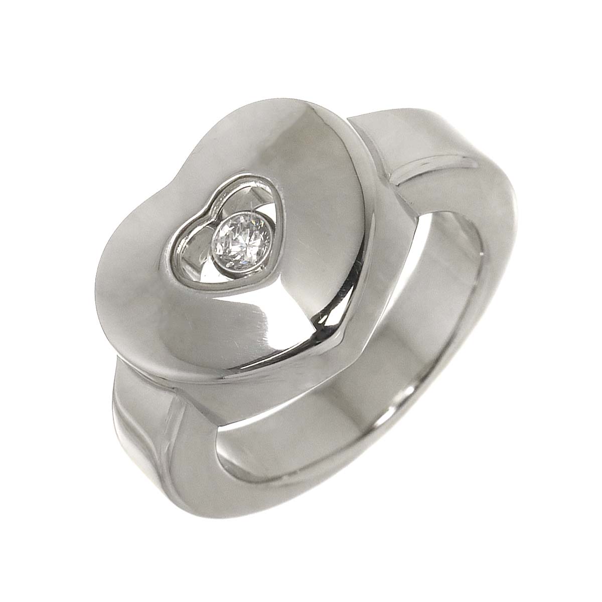 Happy Diamond Heart Ring 18K White Gold 750 Size5.25(US)