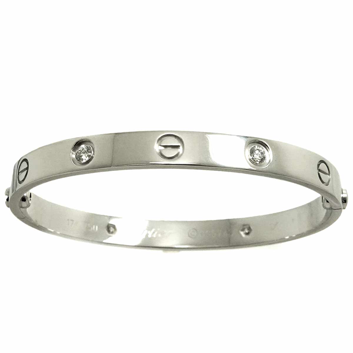 Love Bracelet Diamond 4P Bangle 18K WG 750 Size17