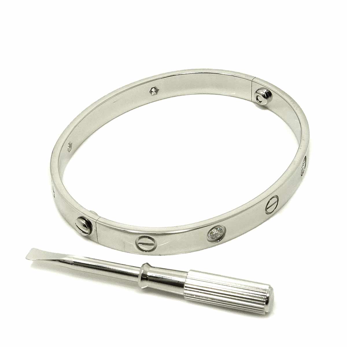 Love Bracelet Diamond 4P Bangle 18K WG 750 Size17