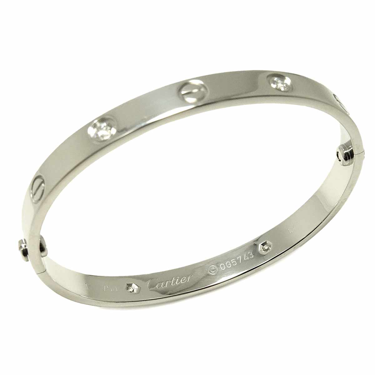 Love Bracelet Diamond 4P Bangle 18K WG 750 Size17