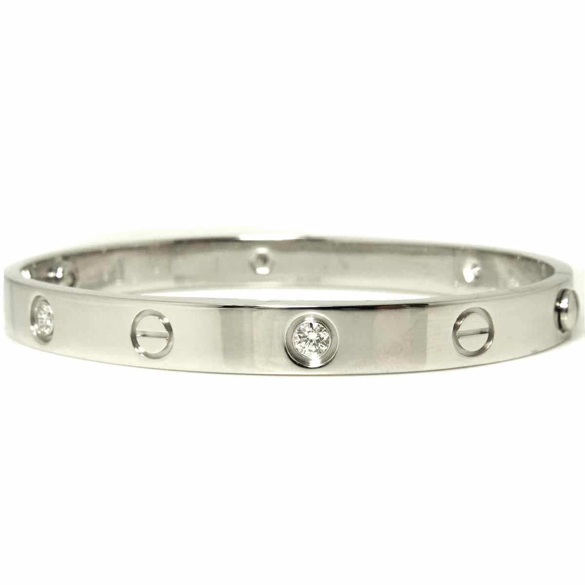 Love Bracelet Diamond 4P Bangle 18K WG 750 Size17