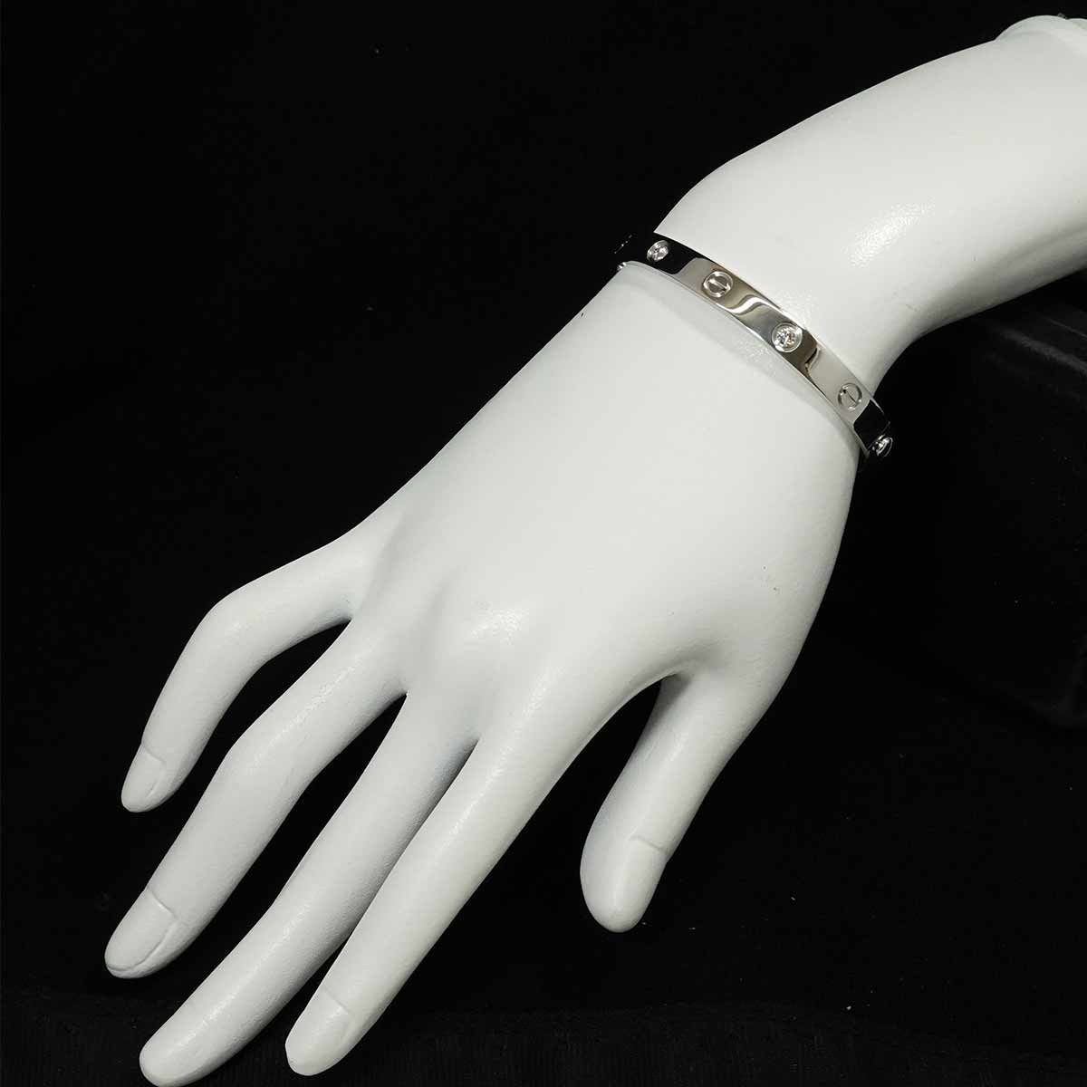 Love Bracelet Diamond 4P Bangle 18K WG 750 Size17