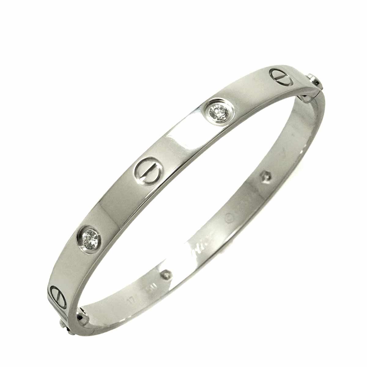 Love Bracelet Diamond 4P Bangle 18K WG 750 Size17