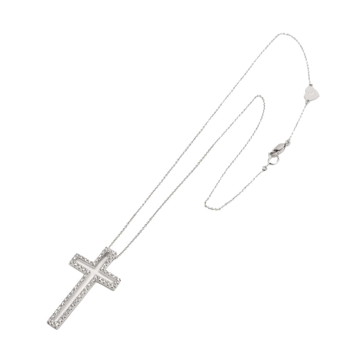 Cross motif Diamond 0.40ct Necklace 18K White Gold 750