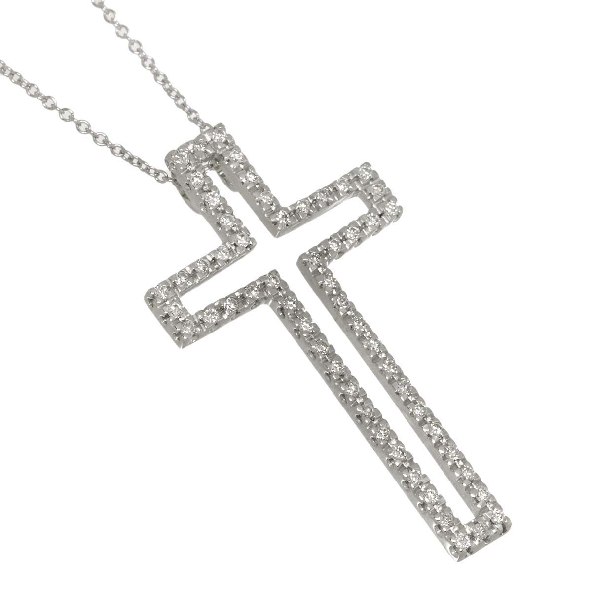 Cross motif Diamond 0.40ct Necklace 18K White Gold 750