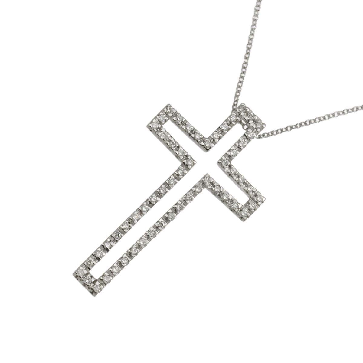 Cross motif Diamond 0.40ct Necklace 18K White Gold 750