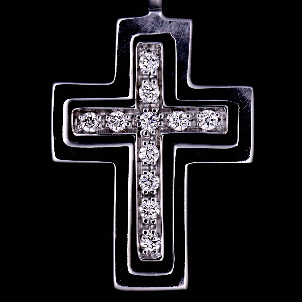 Belle Epoque Diamond Cross Necklace Mini 18K WG 750