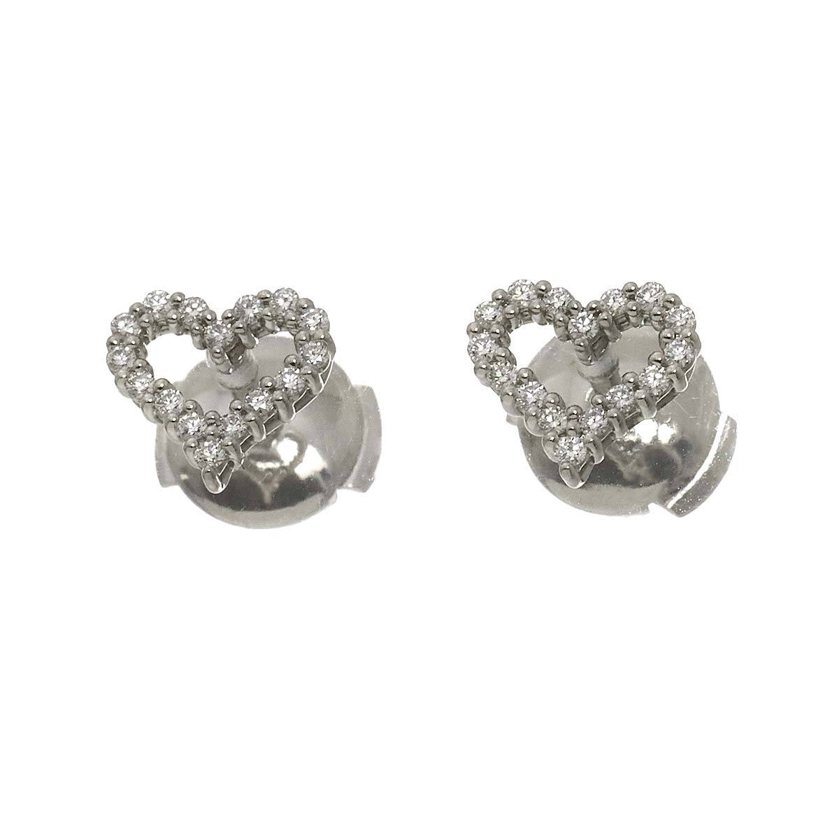 Sentimental Heart Diamond Earrings Pierced Pt