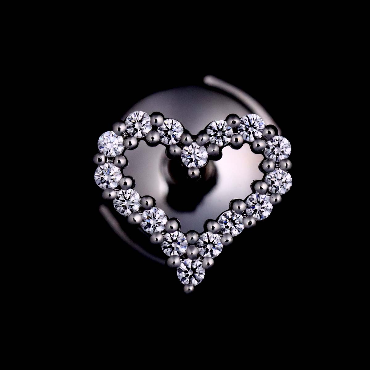 Sentimental Heart Diamond Earrings Pierced Pt