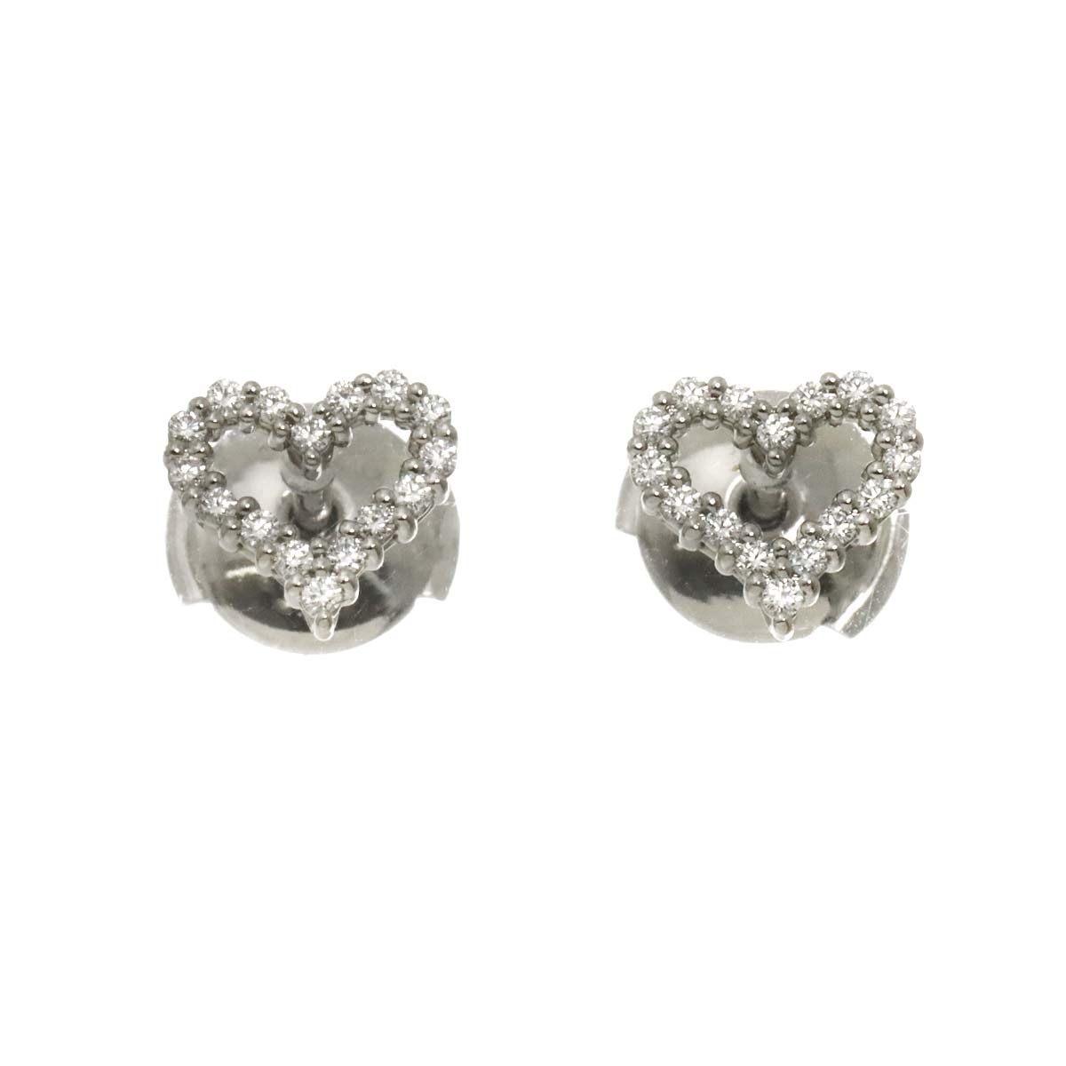 Sentimental Heart Diamond Earrings Pierced Pt