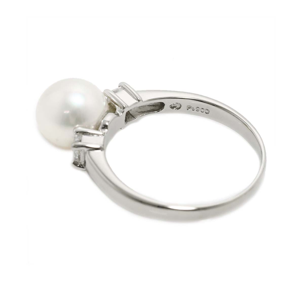 Akoya Pearl 8.7mm Diamond 0.31ct Ring Pt size7.75-8(US)