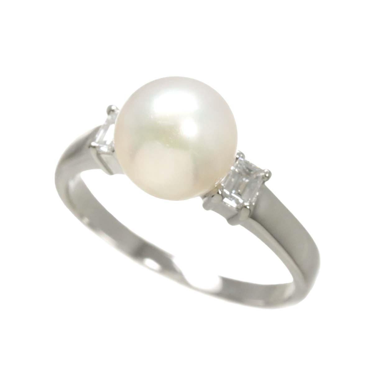 Akoya Pearl 8.7mm Diamond 0.31ct Ring Pt size7.75-8(US)