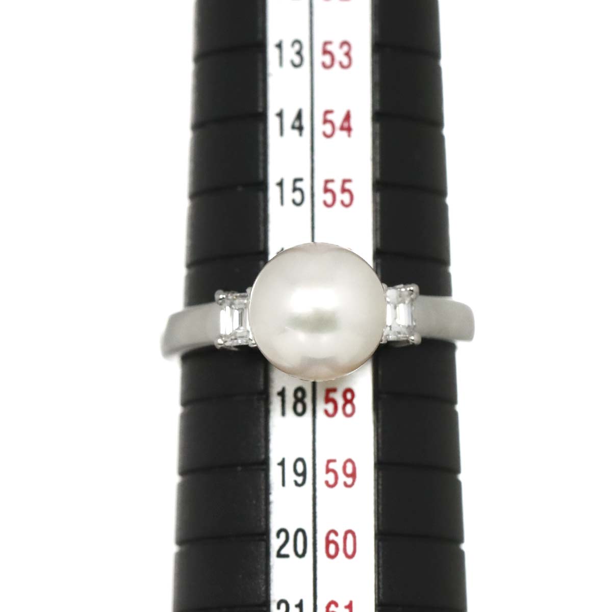 Akoya Pearl 8.7mm Diamond 0.31ct Ring Pt size7.75-8(US)