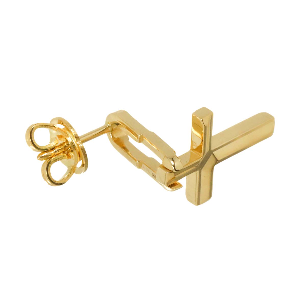 Cross Earring Pierced 18K YG 750 One Piece only