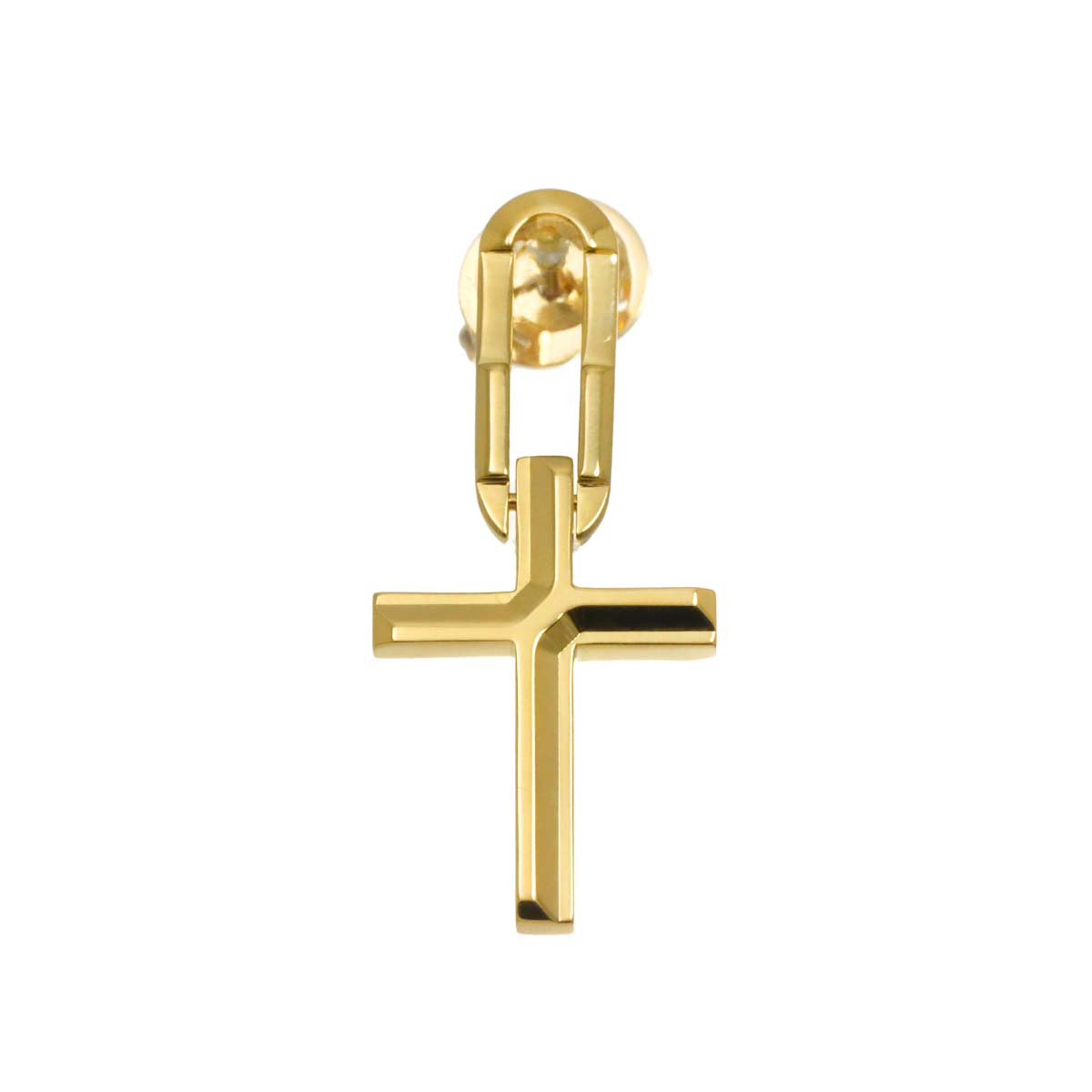 Cross Earring Pierced 18K YG 750 One Piece only