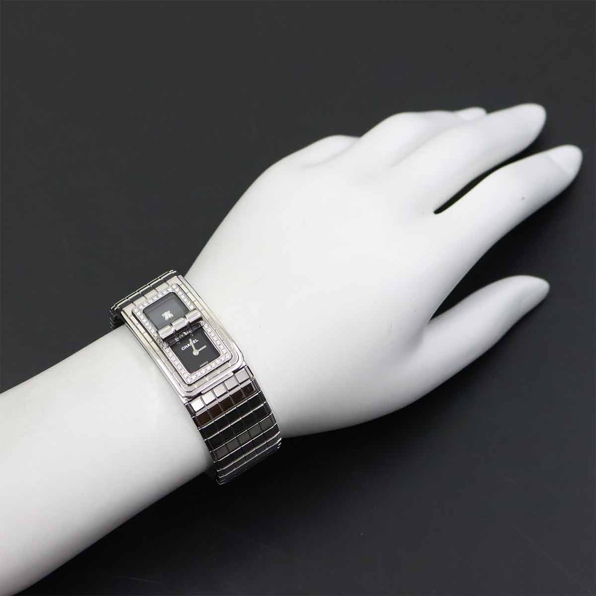 Code CoCo H5145 Diamond Bezel Quartz Black Dial Ladies Watch