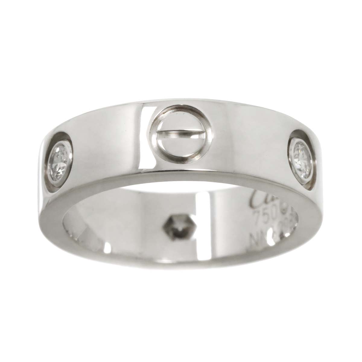 Love Half Diamond Ring 18K White Gold 750 size50 5-5.25(US)