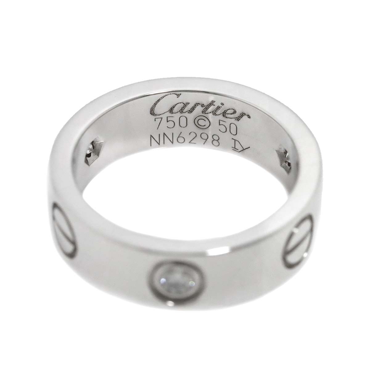 Love Half Diamond Ring 18K White Gold 750 size50 5-5.25(US)