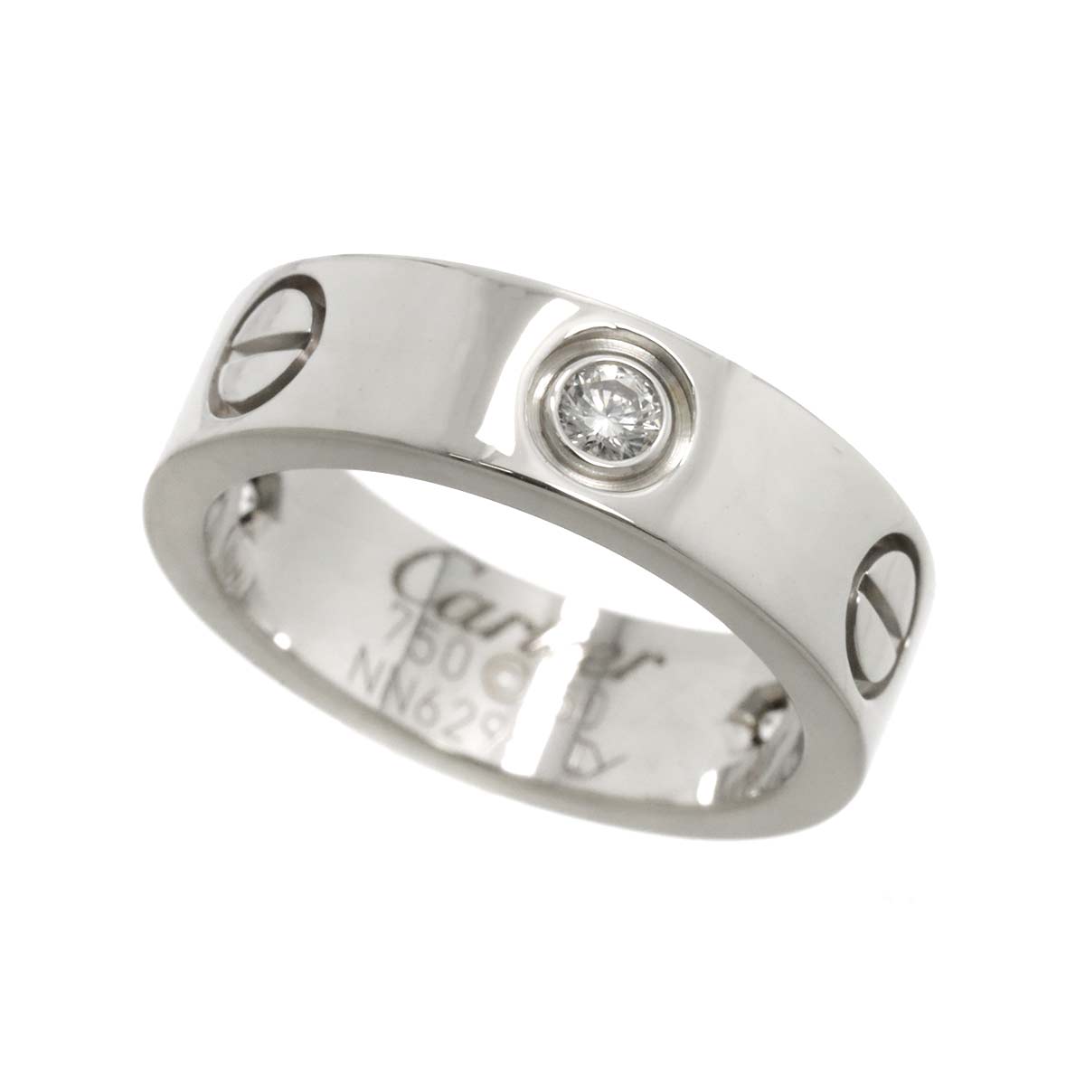 Love Half Diamond Ring 18K White Gold 750 size50 5-5.25(US)