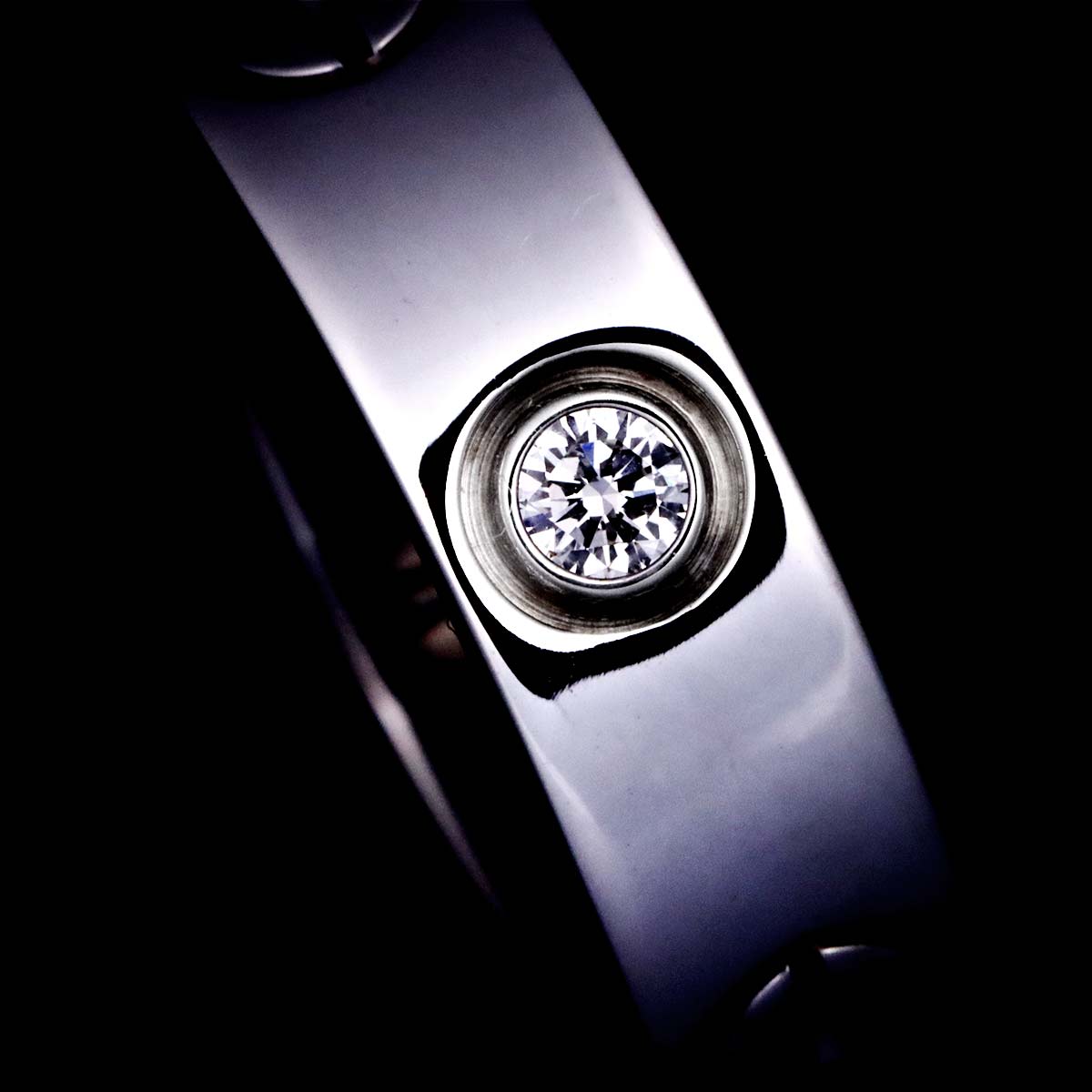 Love Half Diamond Ring 18K White Gold 750 size50 5-5.25(US)