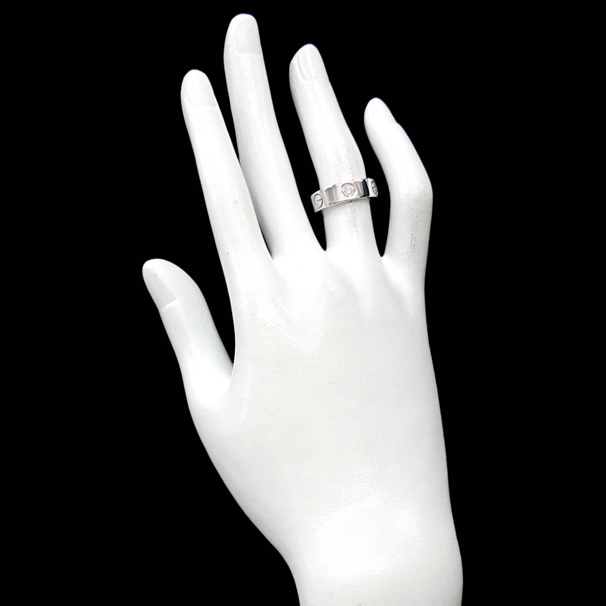 Love Half Diamond Ring 18K White Gold 750 size50 5-5.25(US)