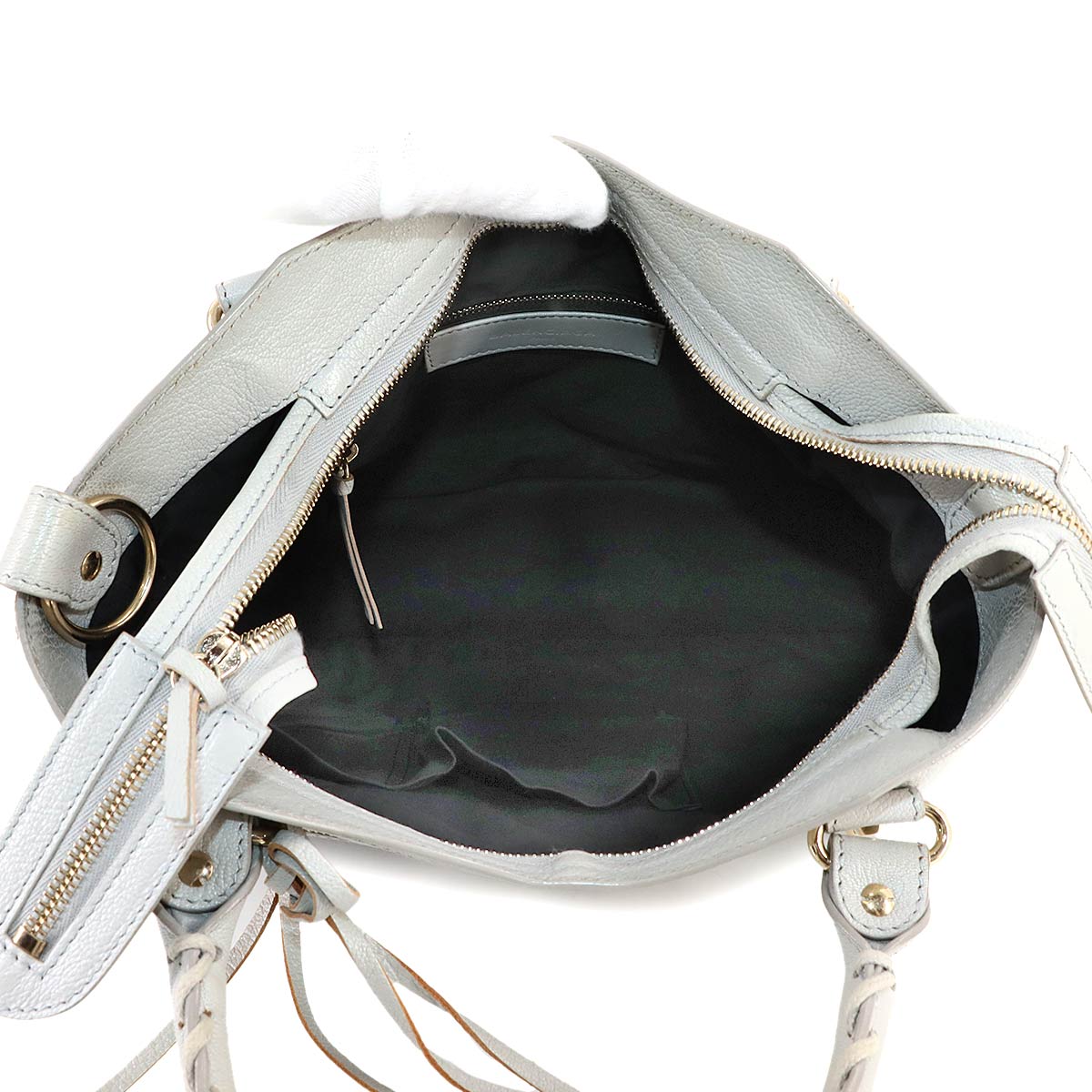 The Town 2way Hand Shoulder Bag Leather Gray 240579