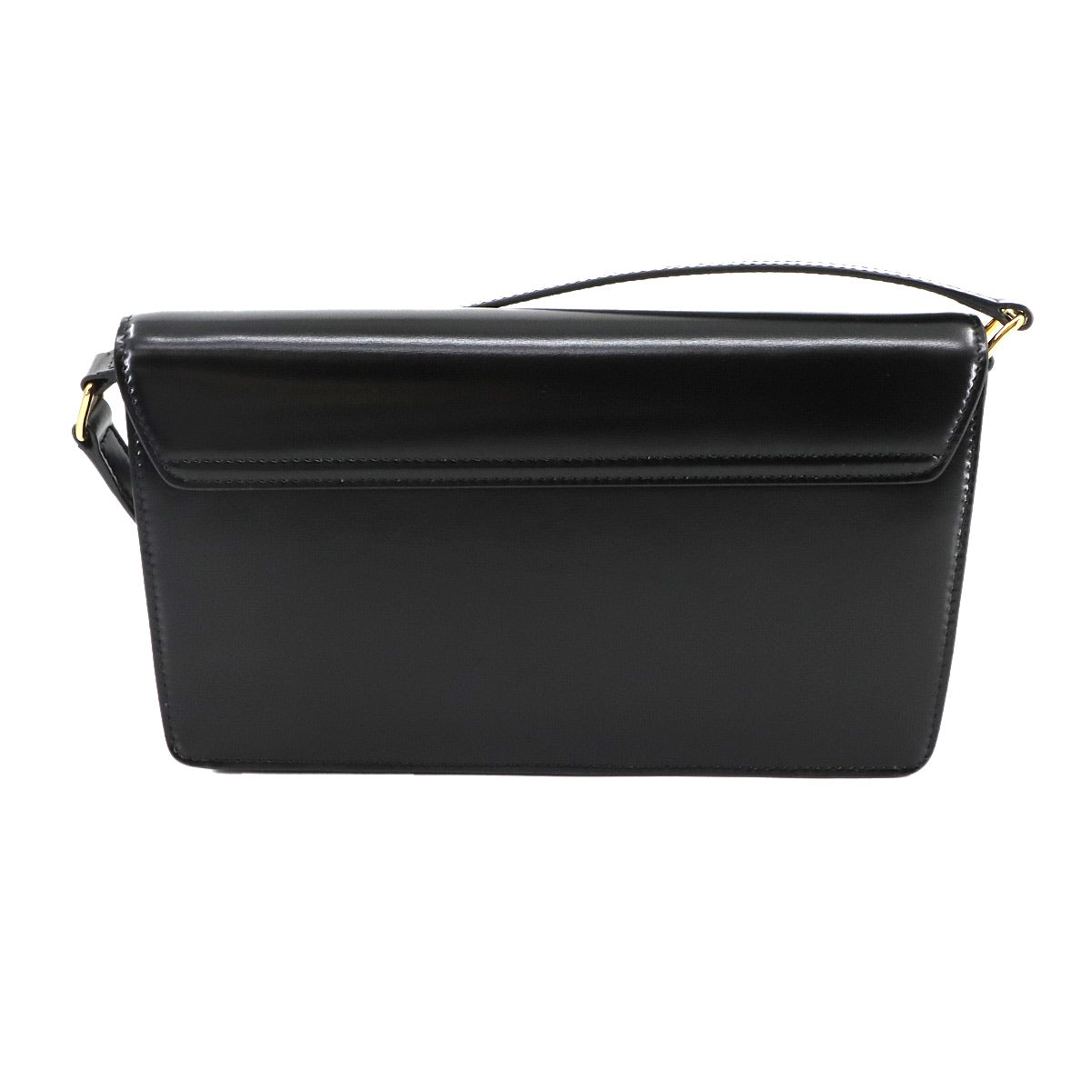 Triomphe Trapeze Shoulder Clutch Bag Leather Black