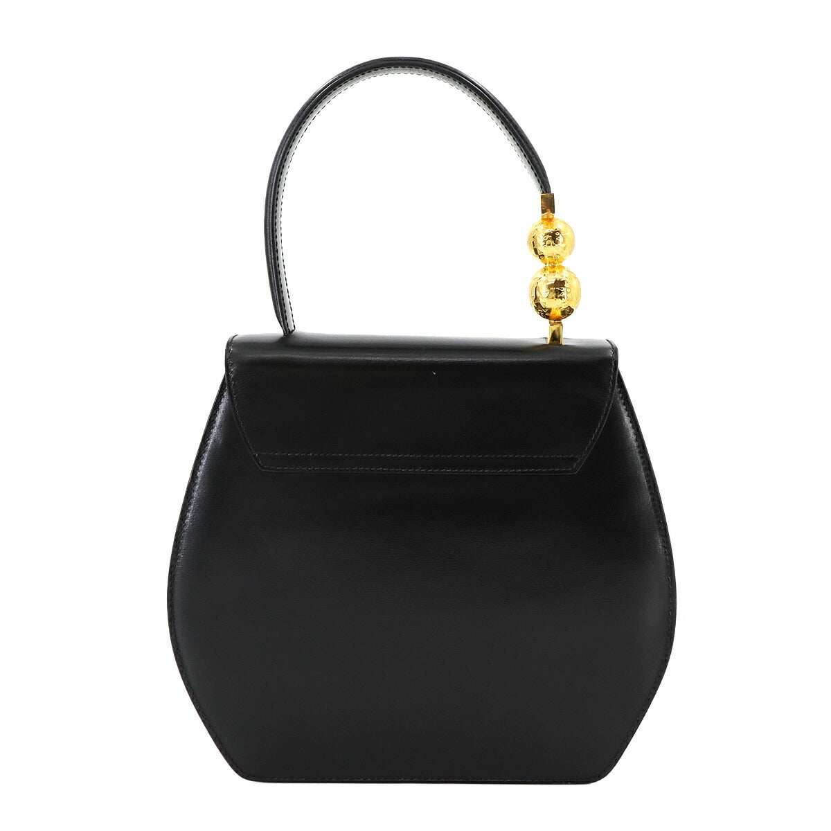 Star ball Hand Shoulder Bag Leather Black Vintage