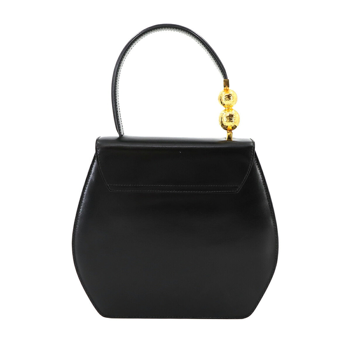 Star ball Hand Shoulder Bag Leather Black Vintage