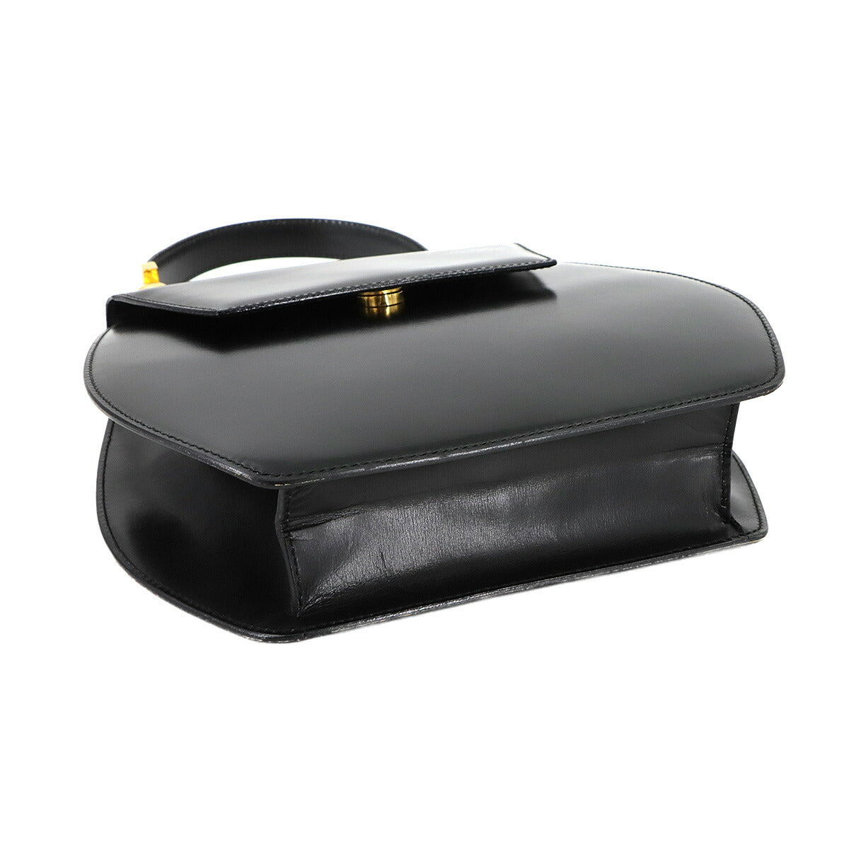 Star ball Hand Shoulder Bag Leather Black Vintage