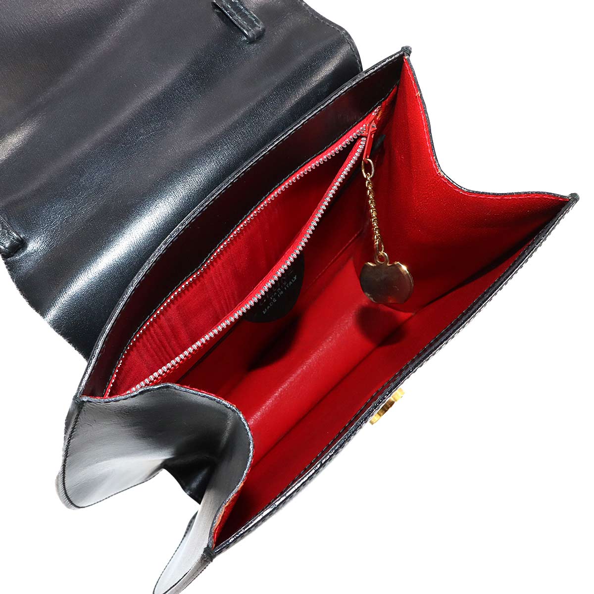 Star ball Hand Shoulder Bag Leather Black Vintage