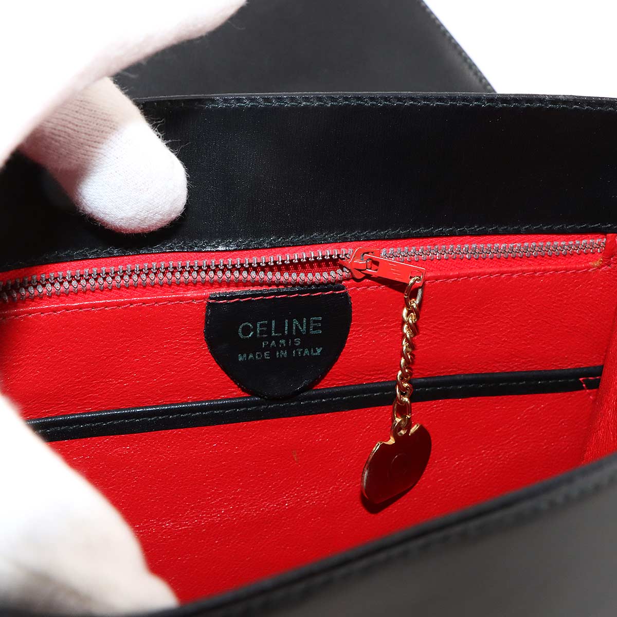 Star ball Hand Shoulder Bag Leather Black Vintage