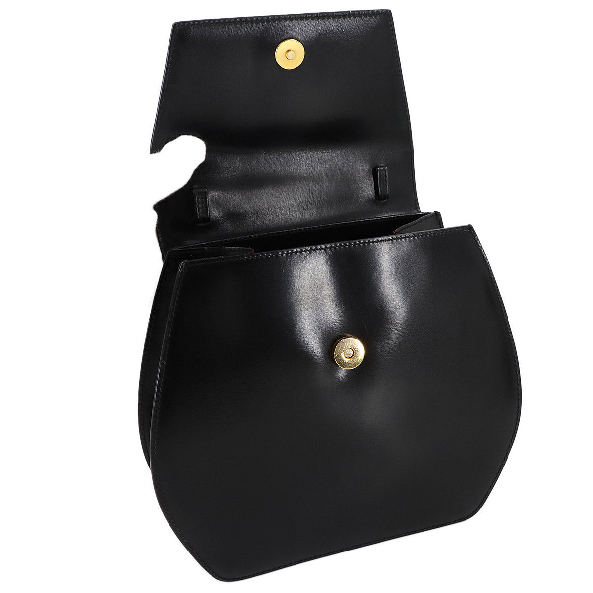 Star ball Hand Shoulder Bag Leather Black Vintage