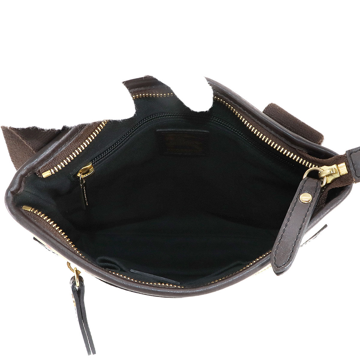 Plaid Shoulder Bag PVC Leather Beige Brown Haymarket Check