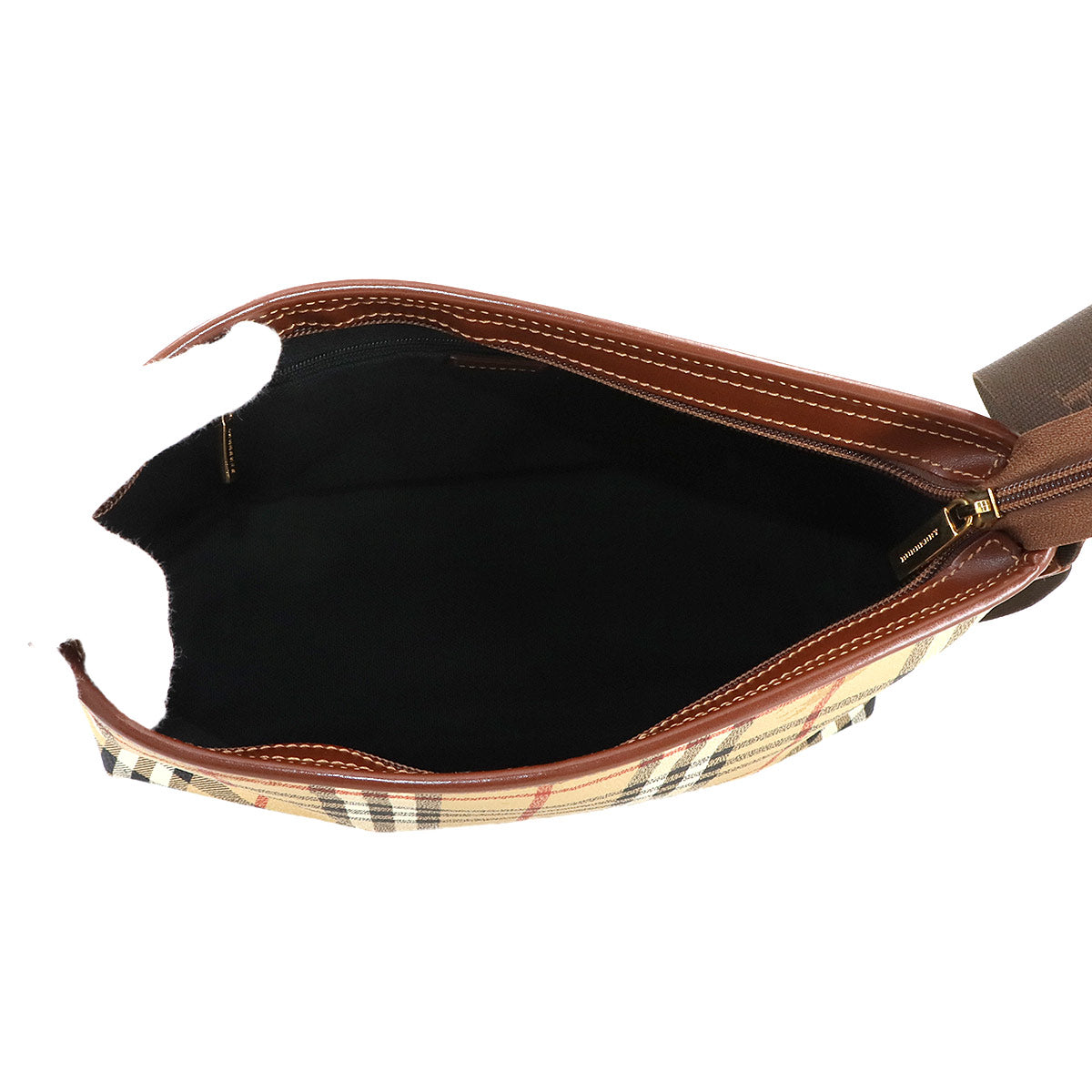 Plaid Shoulder Bag PVC Leather Beige Brown Haymarket Check