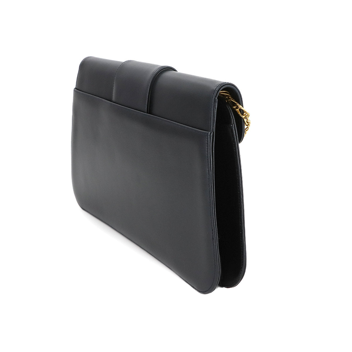 Sapphire Line Chain Shoulder Bag Leather Navy