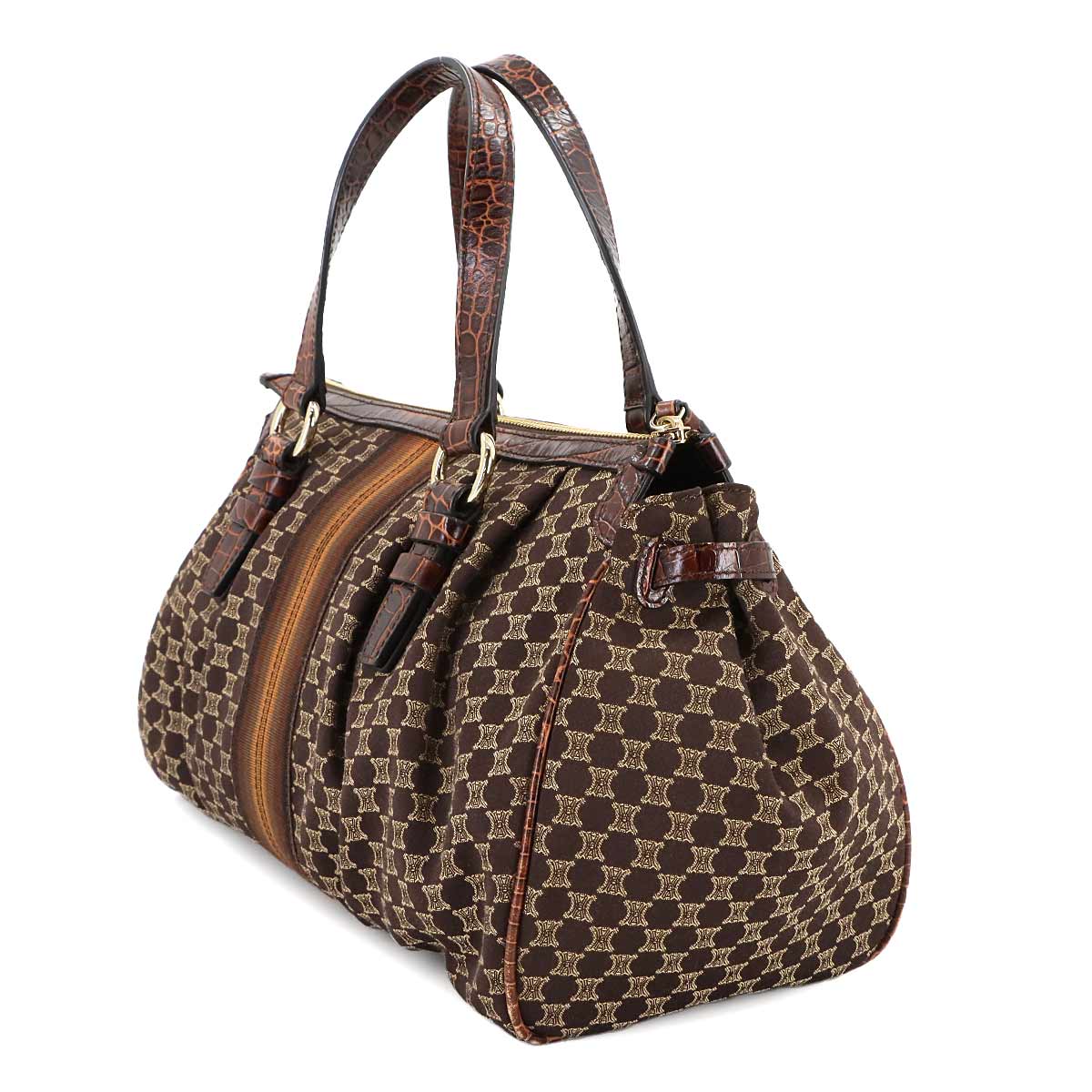 Macadam Hand Bag Canvas Leather Dark Brown Vintage Purse