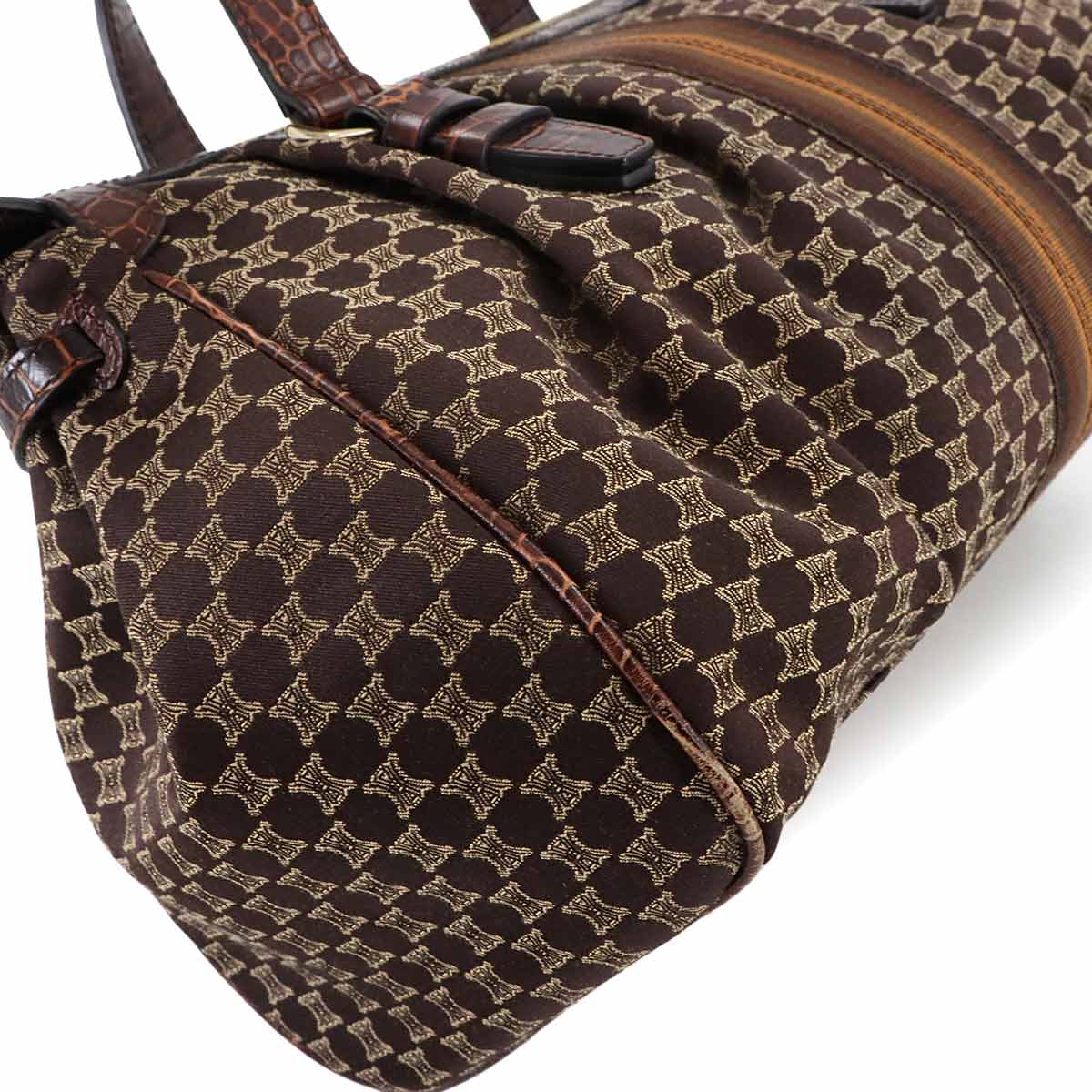 Macadam Hand Bag Canvas Leather Dark Brown Vintage Purse