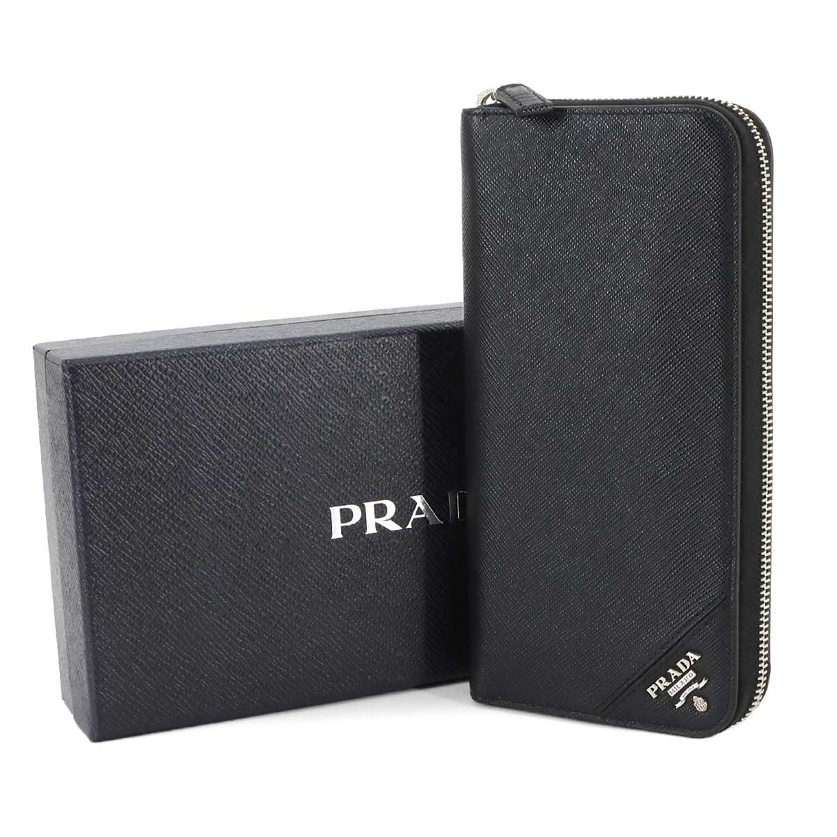 Zipped Around Long Wallet Saffiano Leather Nero 2ML317
