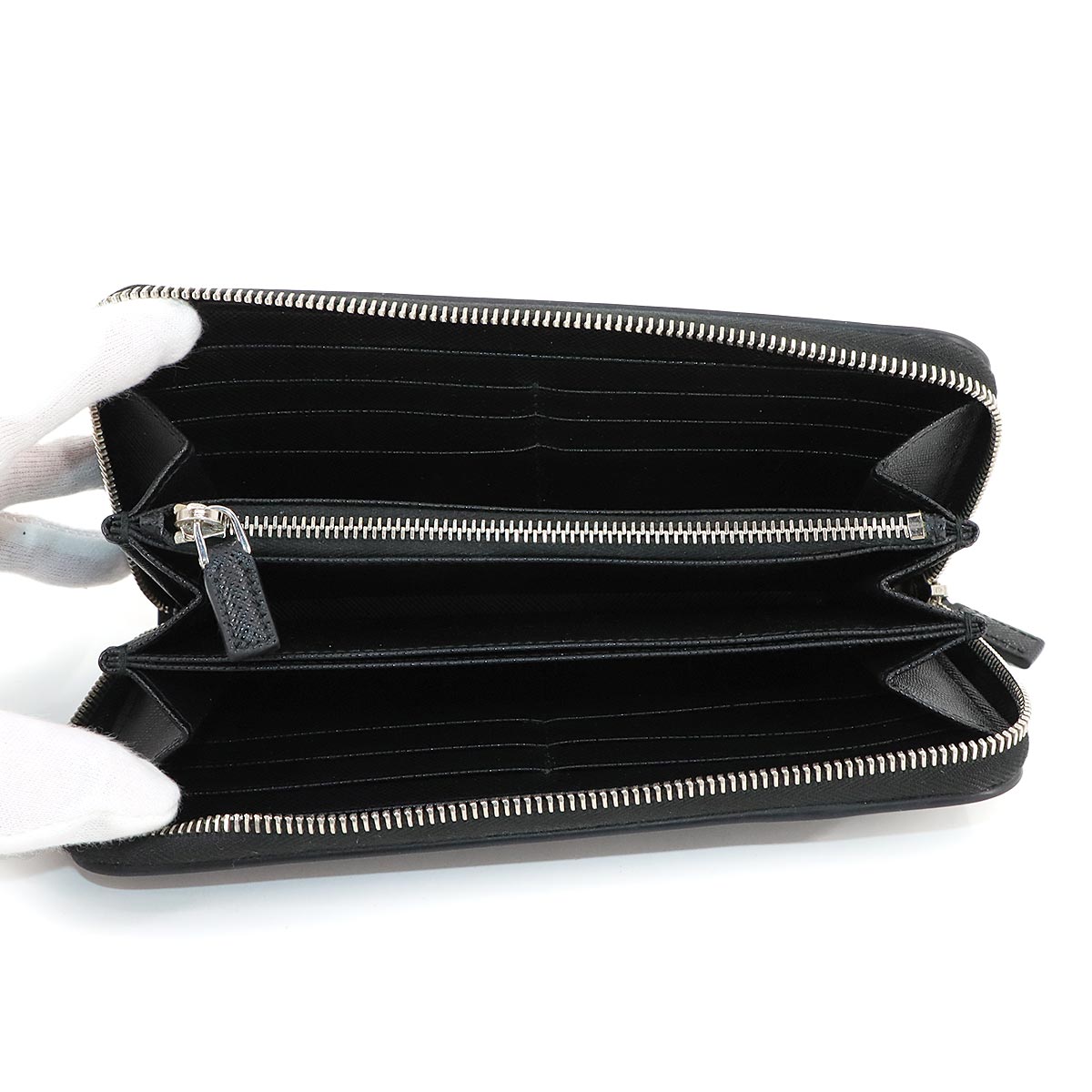 Zipped Around Long Wallet Saffiano Leather Nero 2ML317