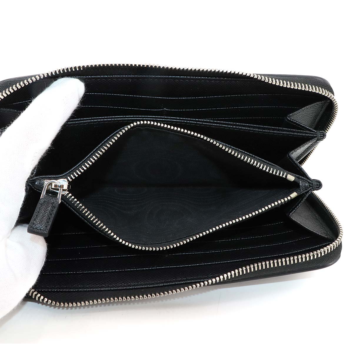 Zipped Around Long Wallet Saffiano Leather Nero 2ML317