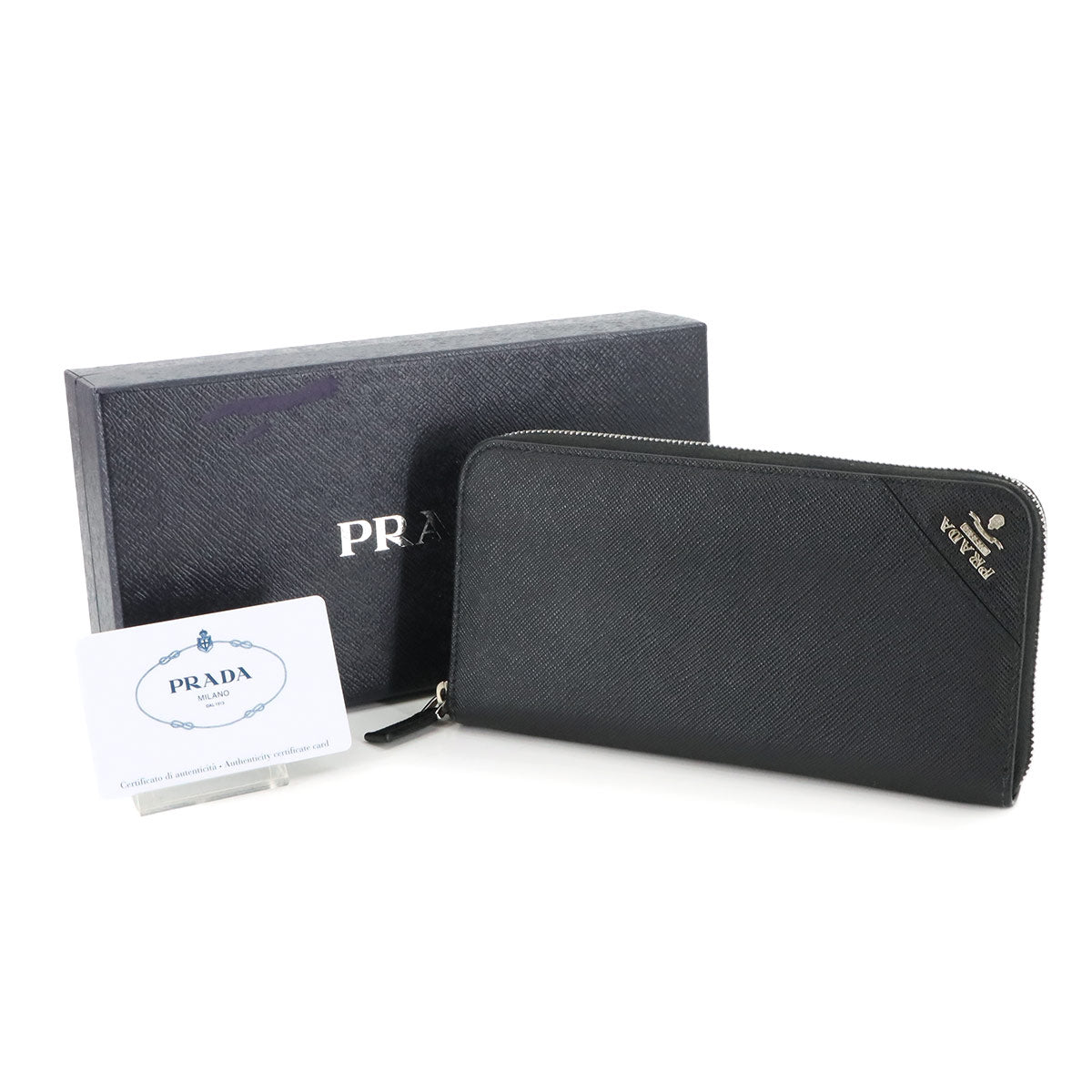 Zipped Around Long Wallet Saffiano Leather Nero 2ML317