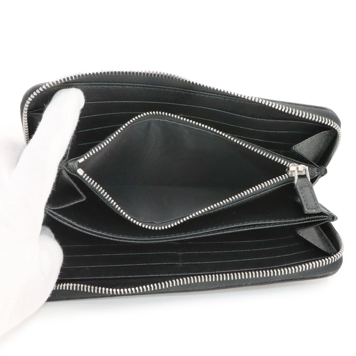 Zipped Around Long Wallet Saffiano Leather Nero 2ML317